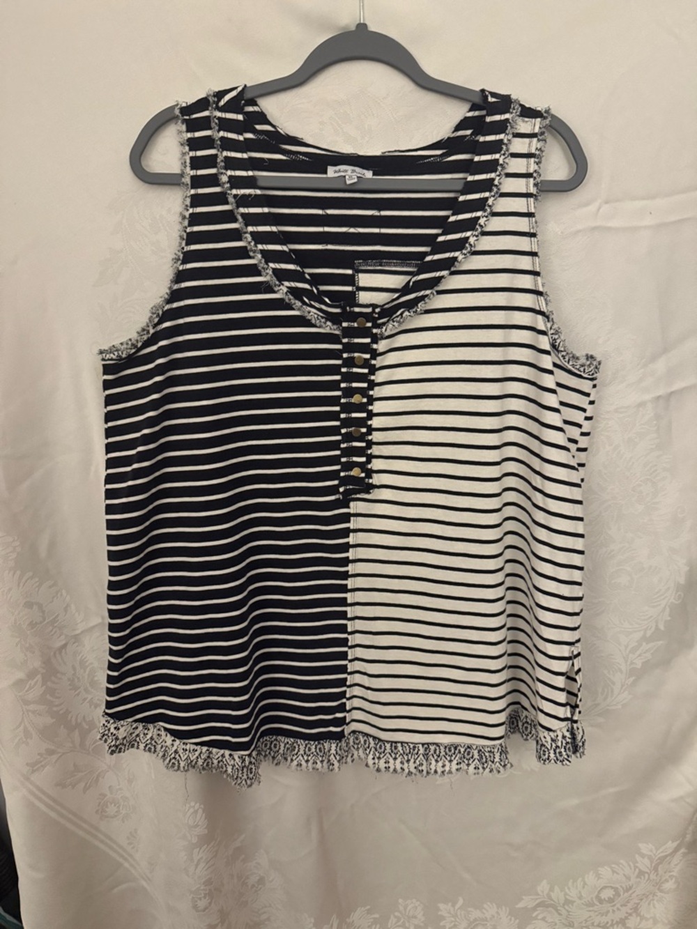 white birch Black & White Split-Stripe Tank Top